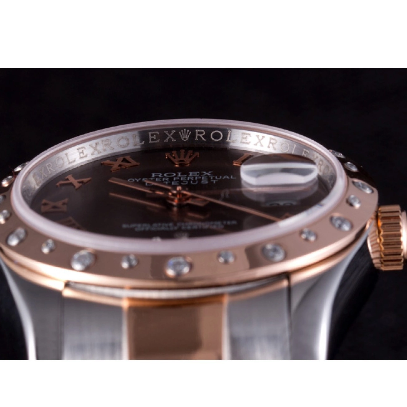 Aaa fake watches Datejust Rolex Dial Diamond Brown 7465 Bezel 0806